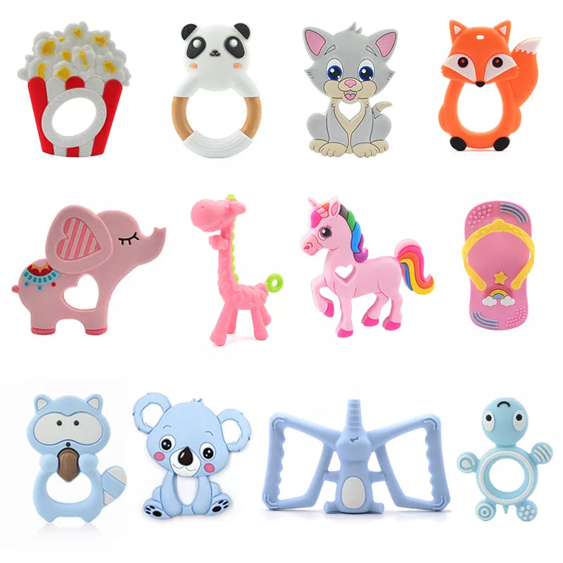 LOFCA 1PC Unicorn Teethers Silicone BPA free Koala Toddler Toys For Teething Animal Owl Rodent Baby Gift Birth Pacifier Chain