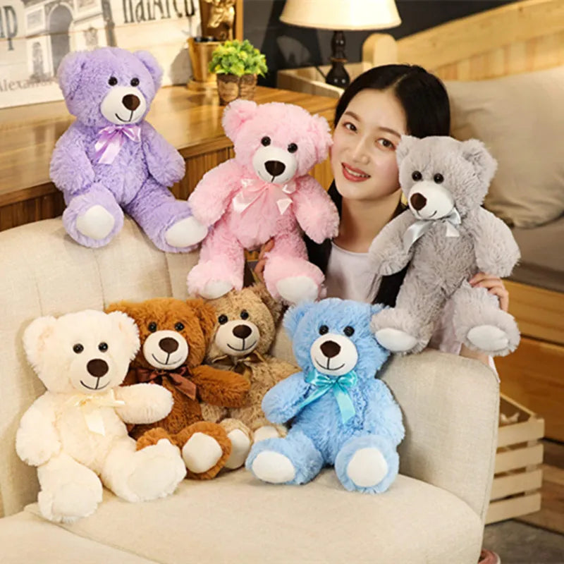 Baby Doll Giant Plushie Teddy Bear with Ribbon Stuffed Animal Bear Plush Toys for Children Doll Pillow Kids Lovers Birthday Gift