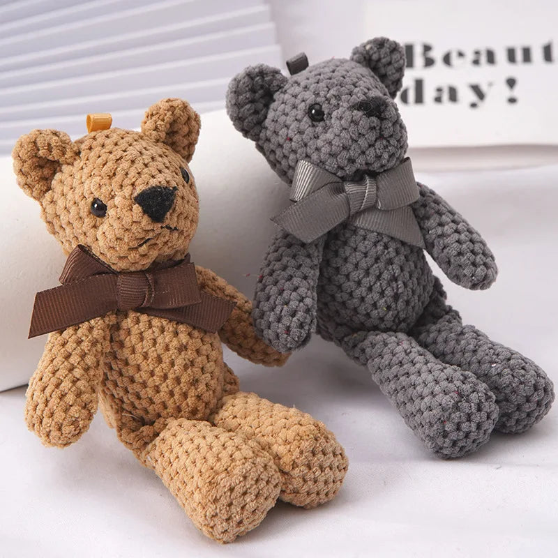 16-19CM Teddy Bear Stuffed Plush Toys Baby Cute Dress Key pendant Pendant Dolls Gifts Birthday Wedding Party Decor
