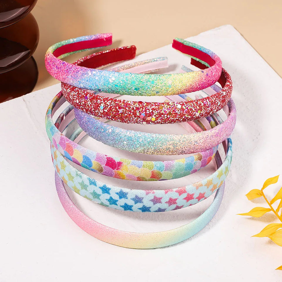 1pcs New Headbands for Girls Rainbow Sparkly Hair Hoops Hairband Sequin Colorful Star Hair Bands baby Hair Accessories Gift