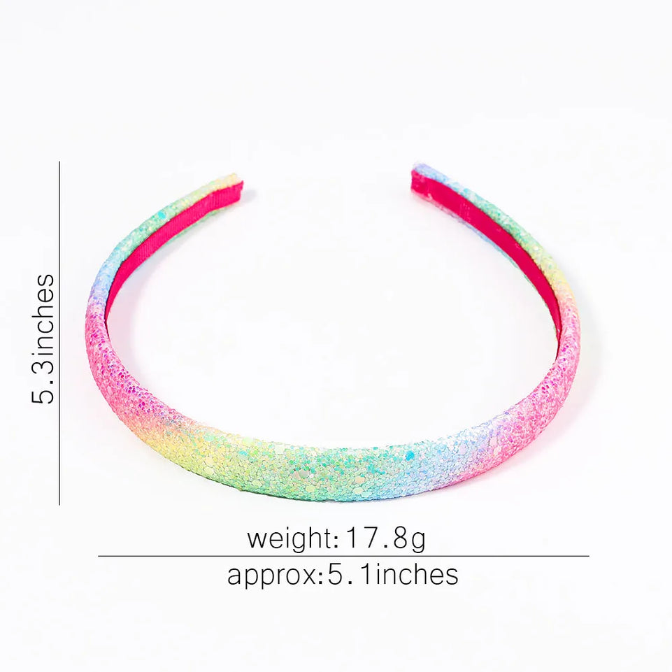 1pcs New Headbands for Girls Rainbow Sparkly Hair Hoops Hairband Sequin Colorful Star Hair Bands baby Hair Accessories Gift
