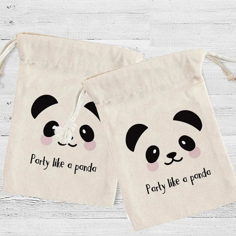 5pcs Panda Party Favor Gift Goodie Candy Bag Baby Shower boy girl 1st 2nd 3rd 4th 5th 6th Birthday black white theme Decoration