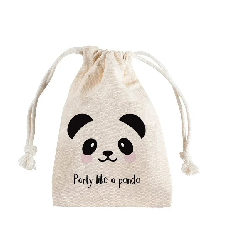 5pcs Panda Party Favor Gift Goodie Candy Bag Baby Shower boy girl 1st 2nd 3rd 4th 5th 6th Birthday black white theme Decoration