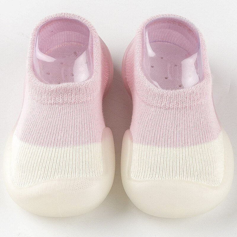 Baby Toddler Shoes Cute Color Blocking Shoes Silicone Soft Sole Sneakers Boys Girls Beginner Walking Shoes Baby Socks Shoes